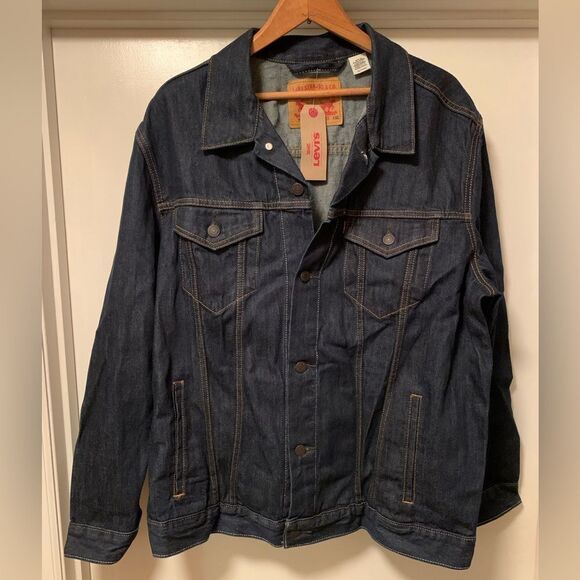 Levi’s Trucker Jacket Dark Denim Men’s Size XXL NWT - Picture 1 of 4